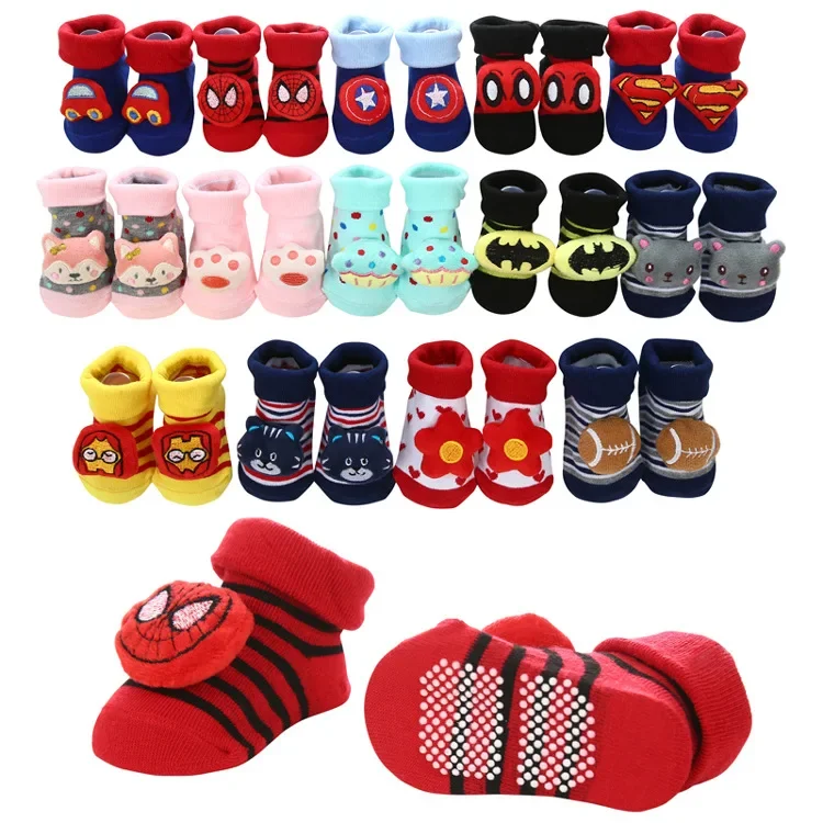 Cartoon floor anti slip children\'s socks doll 3D cute striped baby socks new born baby items accessories cosas para bebe socks