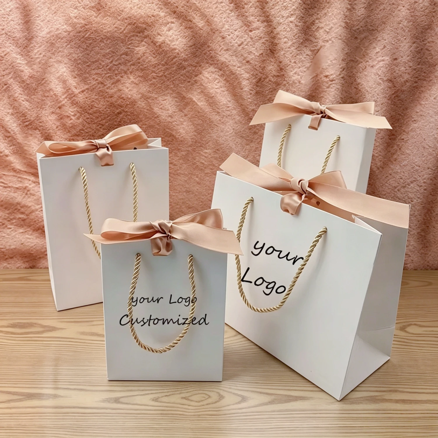 10 Pcs Custom Logo Gift Bag Packaging Box For Small Businesses Valentines Day Paper Bag Favors Boxes Wedding Birthday Flower
