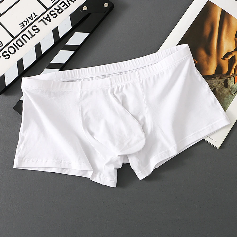 Mens Underwear Cotton Comfortable Soft Briefs U Convex Large Pocket Shorts Solid Color Breathable Trunks Underpants