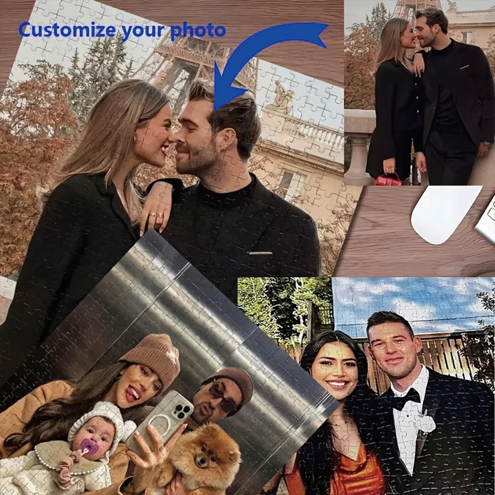 35/300/500/1051pcs Personalized Custom Photo Puzzle Family Photo Parent-Child Interactive Diy Assemble Game Toy