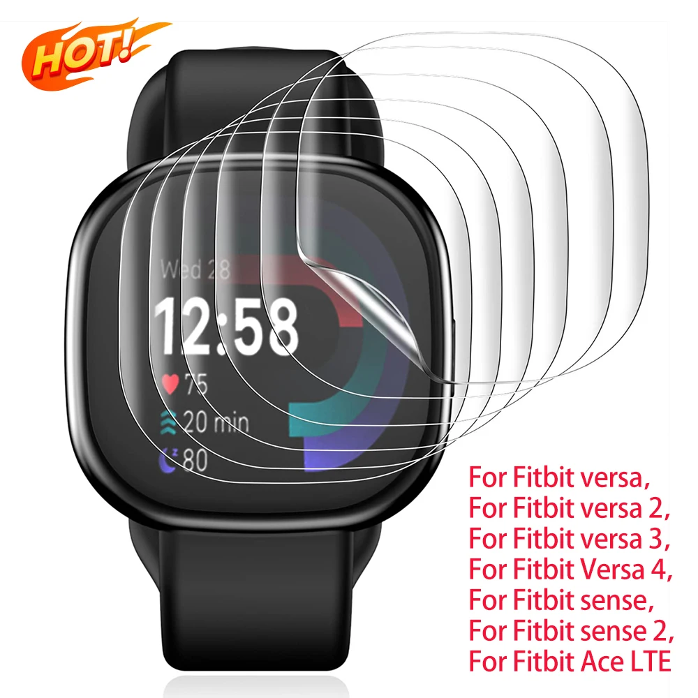 Soft Clear Protective Film For Fitbit Versa 4/3/Sense 2 Smart Watch Versa4 Sense2 Screen Protector Full Cover for Ace LTE