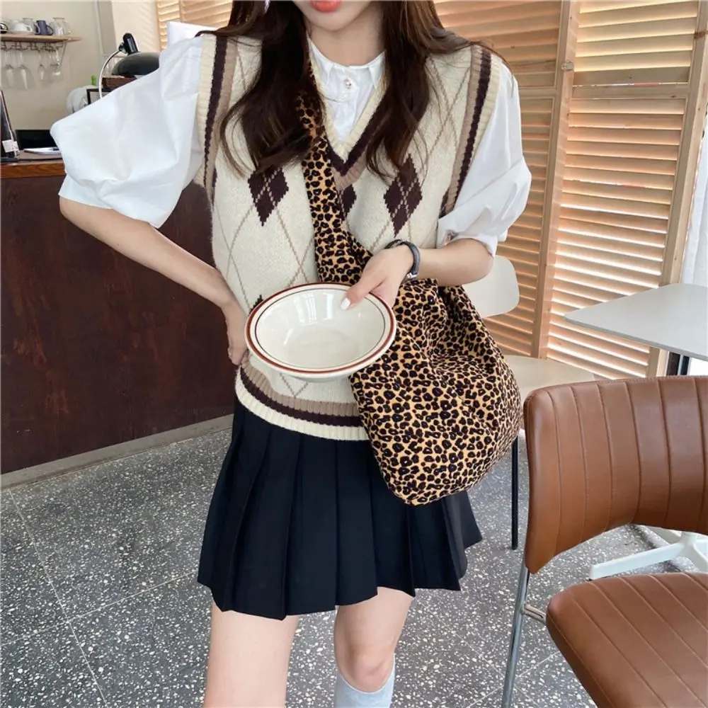 Vintage Printed Floral Canvas Bag Stripe Leopard Print Print Cloth Bag Tote Bag Crossbody Bag Canvas Shoulder Bag Storage Bag