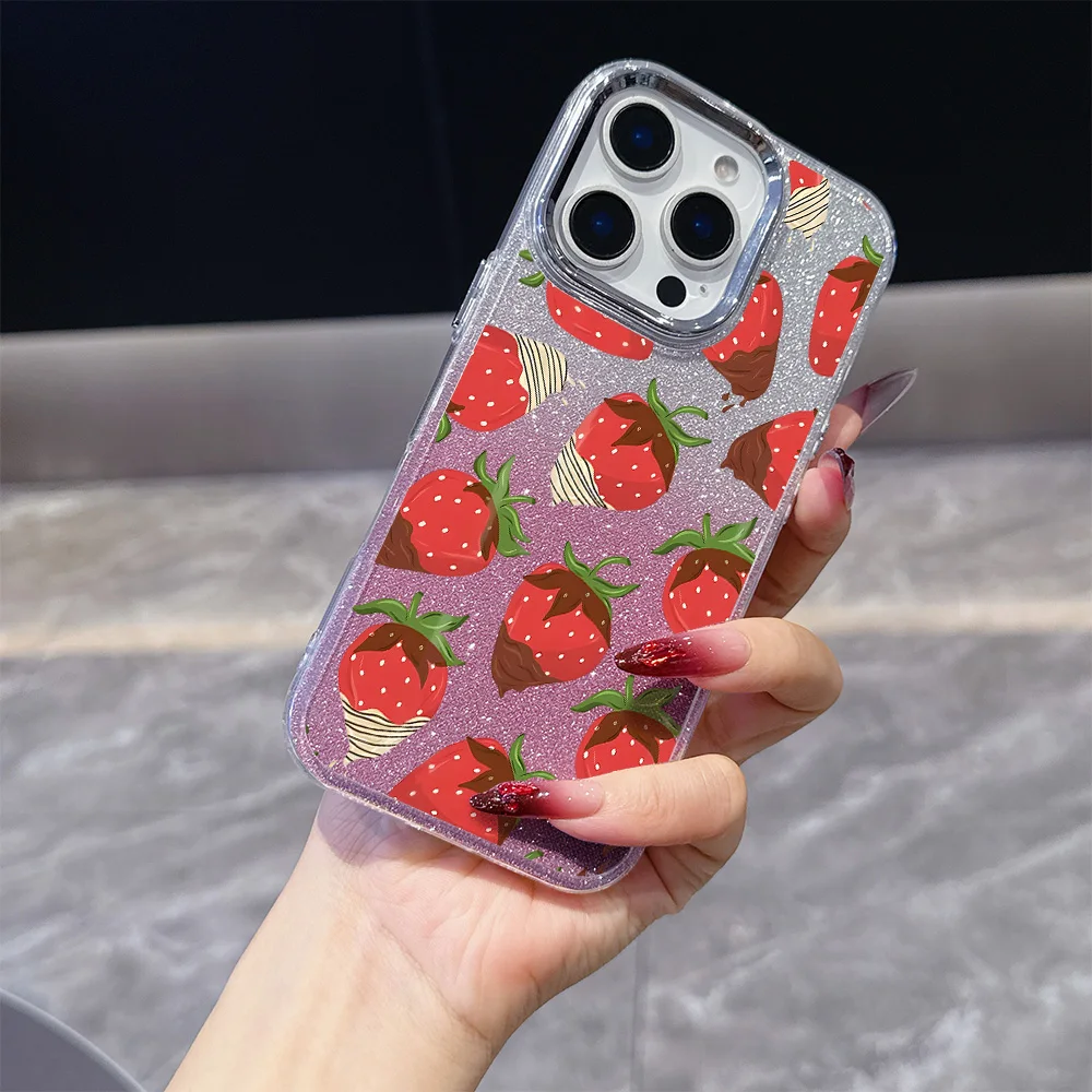 아트 밴디지 딸기 도금 폰 케이스 (OPPO Realme 14 12 13 11 C75 C65 C63 GT3 C55 C33 C31 Narzo 50 C35 Pro Plus 4G 5G 용)