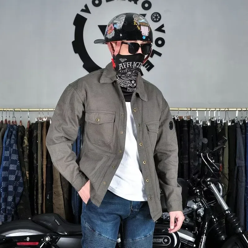

Retro Motorcycle Shirt Four Seasons Windproof Anti Fall Motorcycles Jacket Riding Protective Equip
