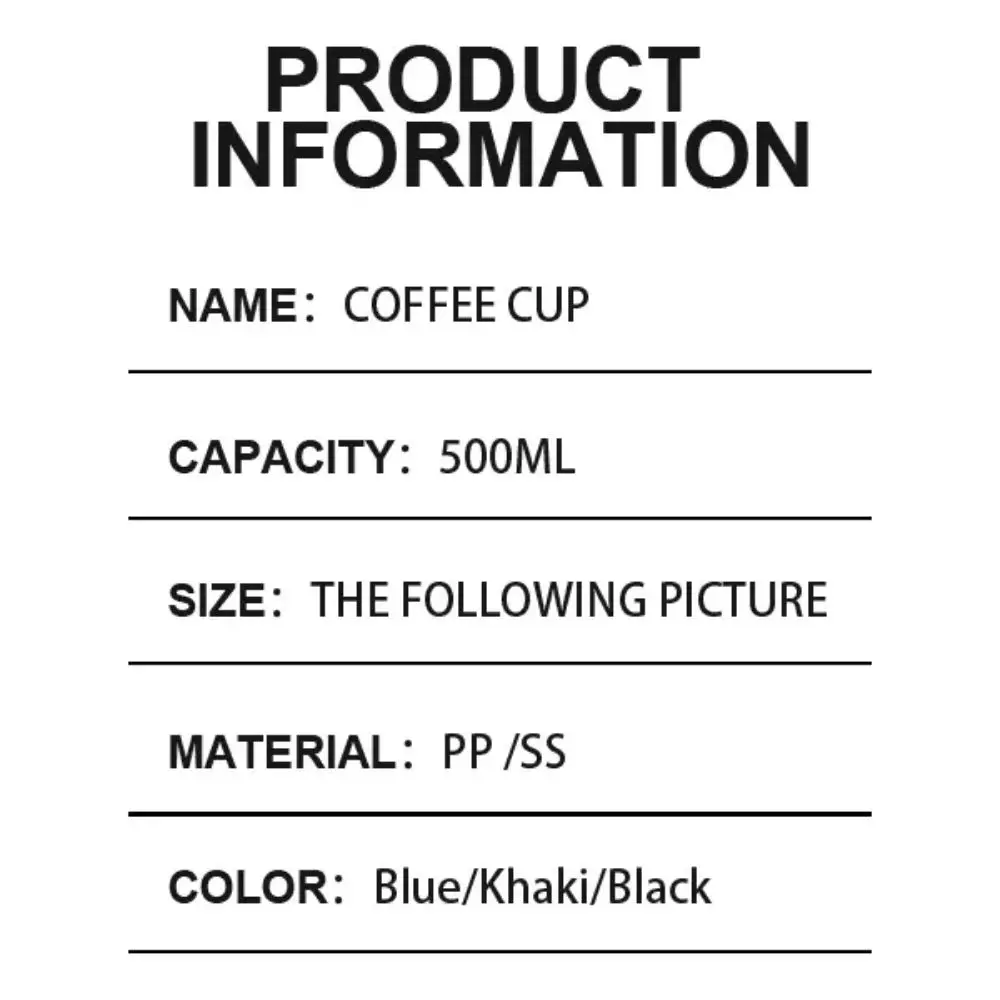 Portable Stainless Steel Coffee Cup 500ML with Lid Thermal Cup Vacuum Hot/cold Water Cup Heat insulation