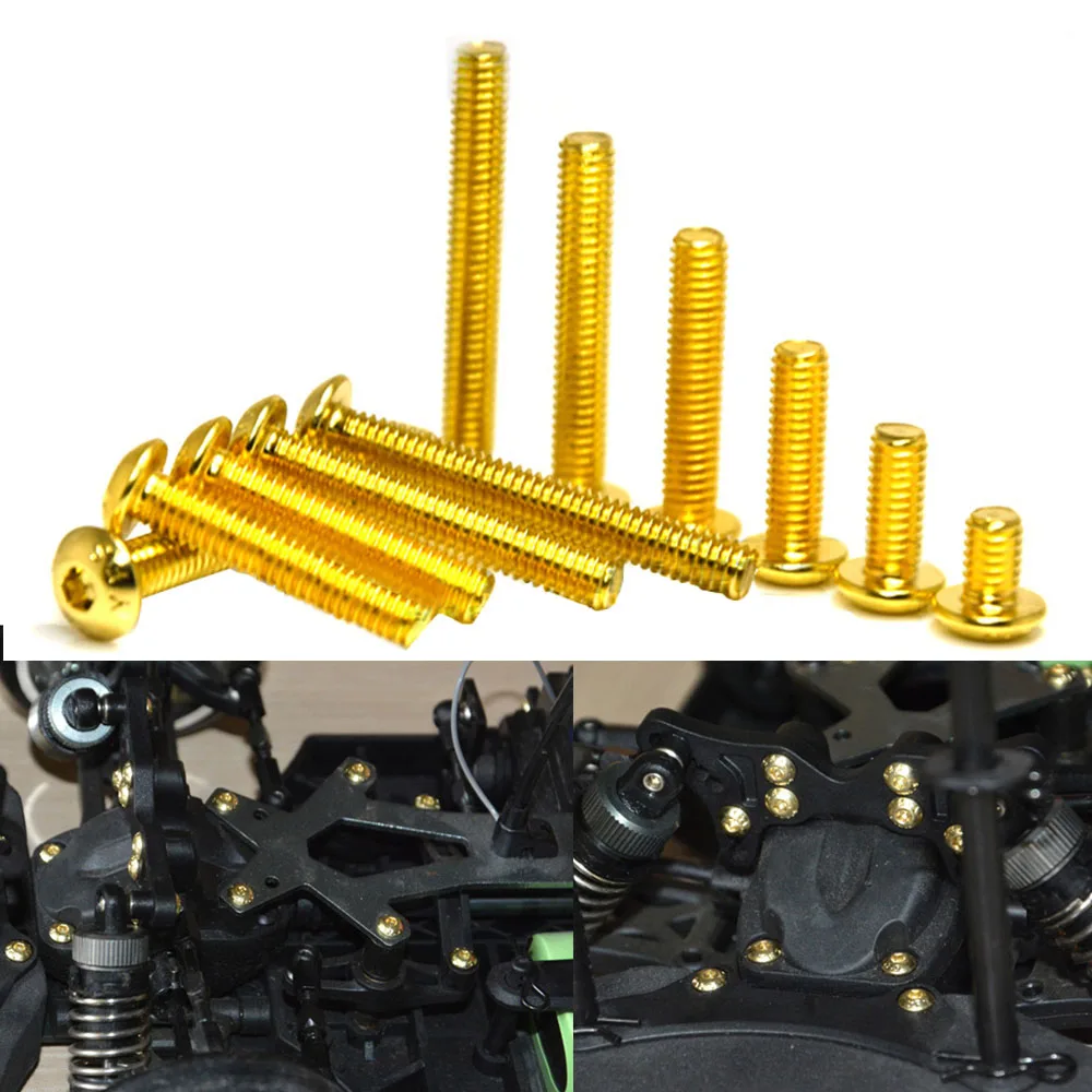 AhuHardware M3*5*6*8*10*12*14*16*18*20mm ISO7380 Grade 12.9 Plating Titanium Gold Half Round Head Hex Screw Hex Socket Bolt