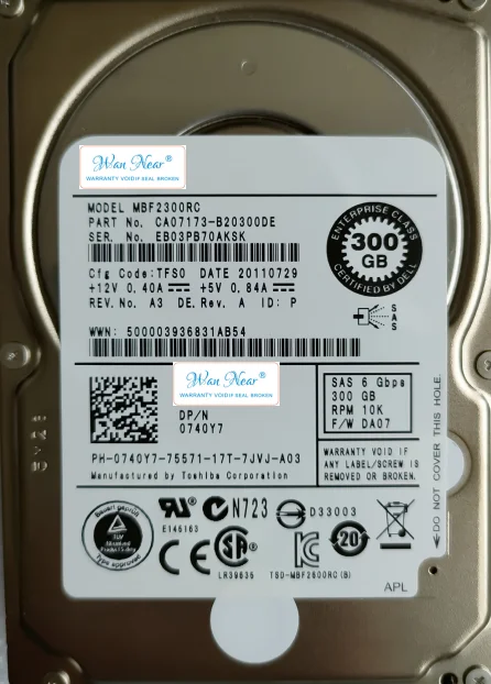 

For 300GB SAS 2.5-inch 10K 0740Y7 0MTV7G