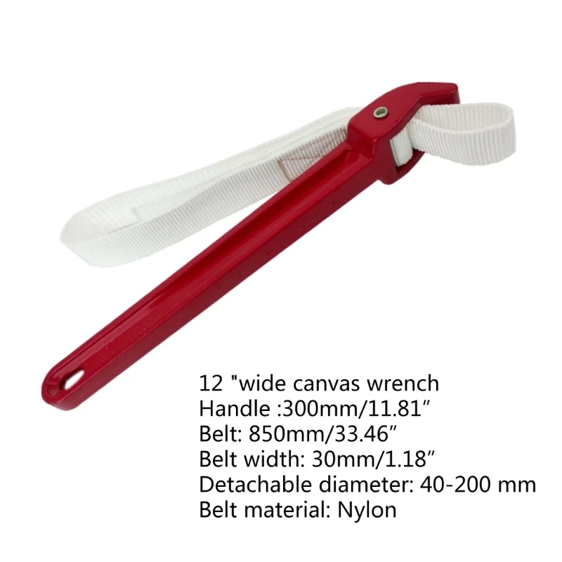 U90C Belt Strap Wrench Nylon Handily-Gripped Pipe Spinner Oil Filter Opener Removable