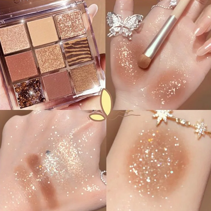 9 Colori Matte Shimmer Eyeshadow Pallete Glitter Eyeshadow Waterproof Lasting Eye Pigments Eyeshadow Beauty Makeup Cosmetic