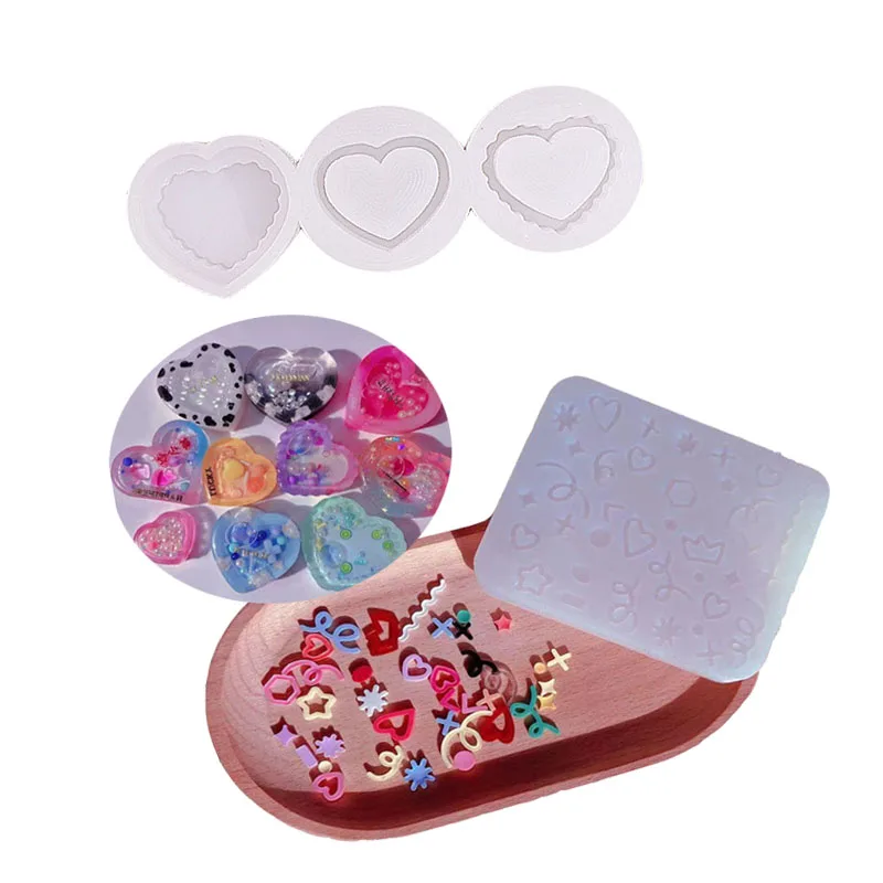 Small Bar Shaker Filling DIY Resin Heart Shakers Charms Epoxy Resin Jewelry Accessories Pendant Molds Handmade