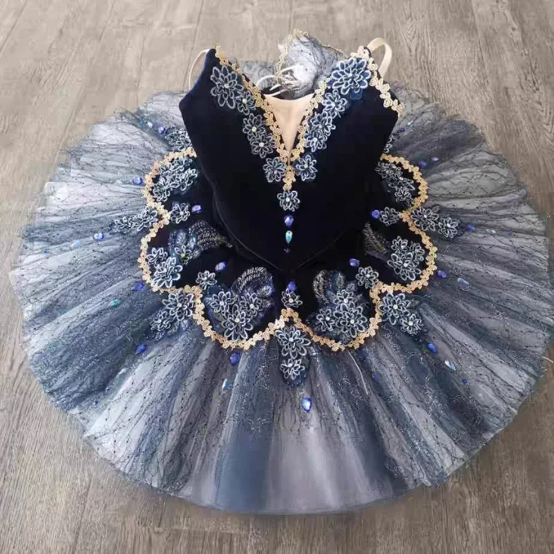 

Black Professional Ballet Tutu Skirt For Girls White Swan Lake Costumes For Youth Woman Pancake Girls Dancewear