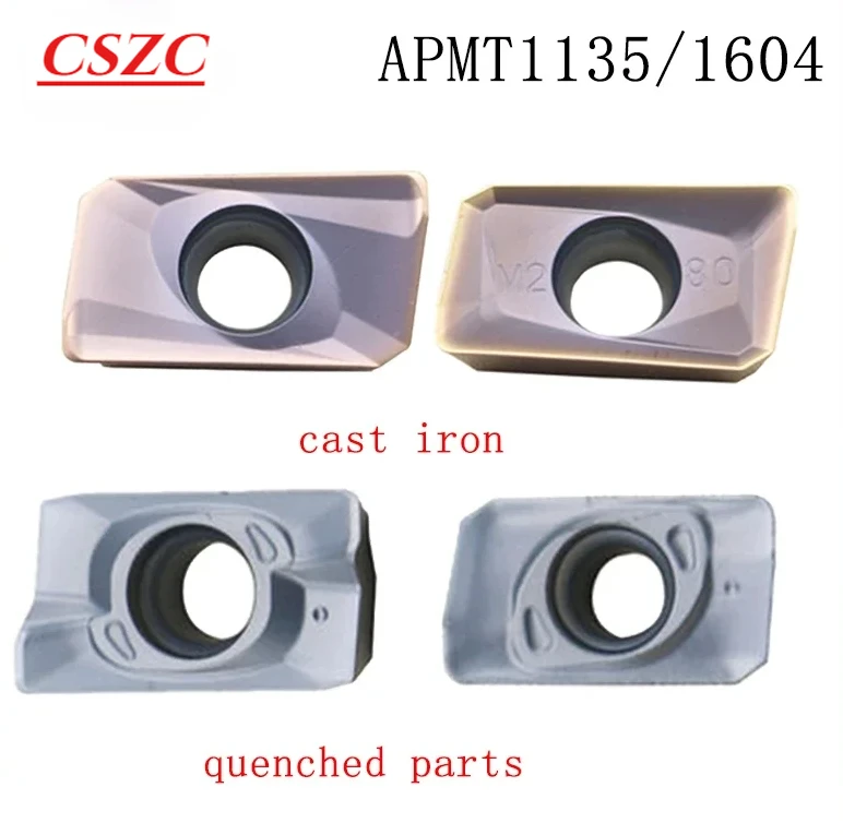 High quality APMT1135 APMT1604 inserts for Cast iron quenching APMT1135PDER APMT1604PDER XM H2 M2 blade HRC 70° carbide inserts