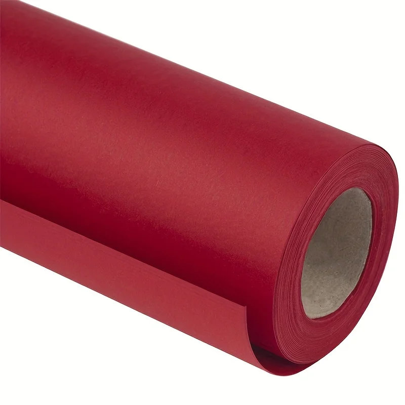 1 recycelbare rote Kraftpapierrolle – ideal zum Basteln, Verpacken, Verpacken und Bodenbelag – hochwertig
