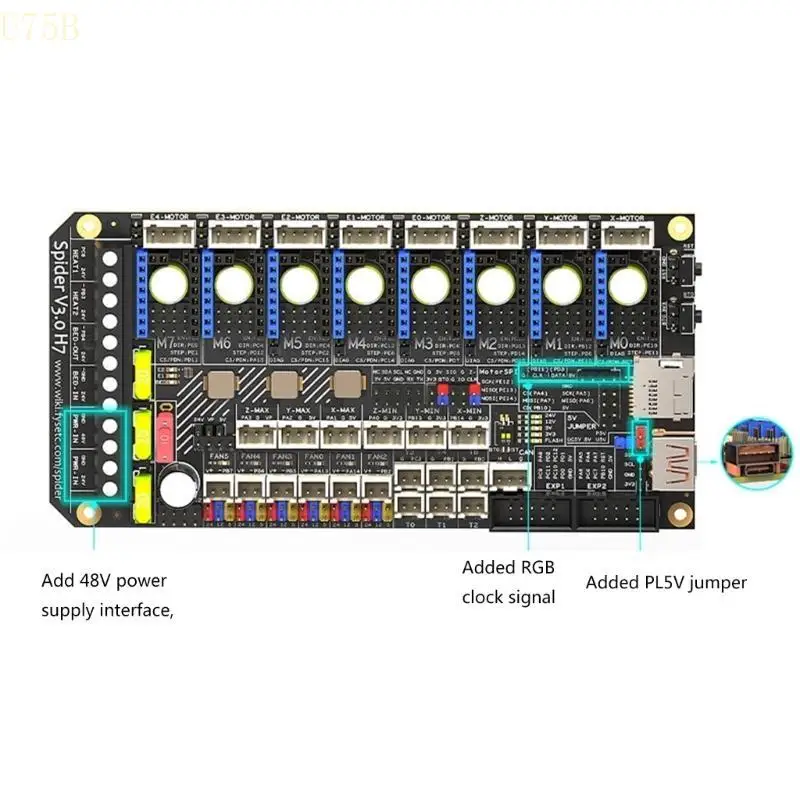 

U75B Advanced H7 32Bit Mainboard with Independent Motor Power Input 24V/48V for 3D Printer Upgrades