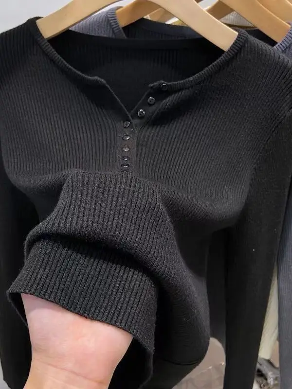 

plus Size Knitted Sweater Base Shirt Casual Long Sleeve Inner Wear Top for plus Size Women Autumn Winter Fashionable Comfortable