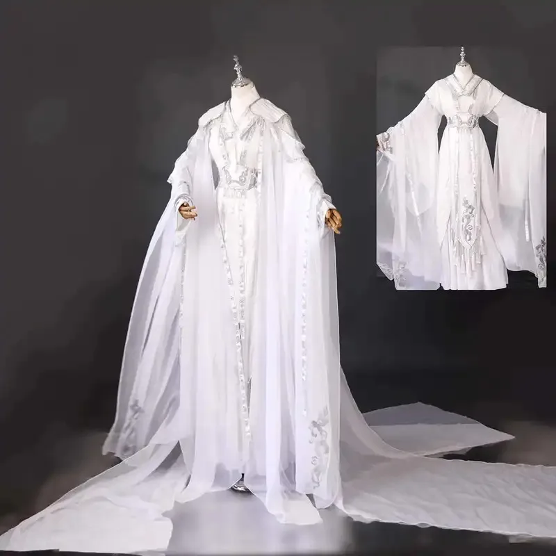 DY20Ancient Han Fu Halloween White Cosplay Anime Dao Mo To Shi Cosplay Costume Mo Dao Zu Shi Cosplay Teenager Lan WangJi Costume