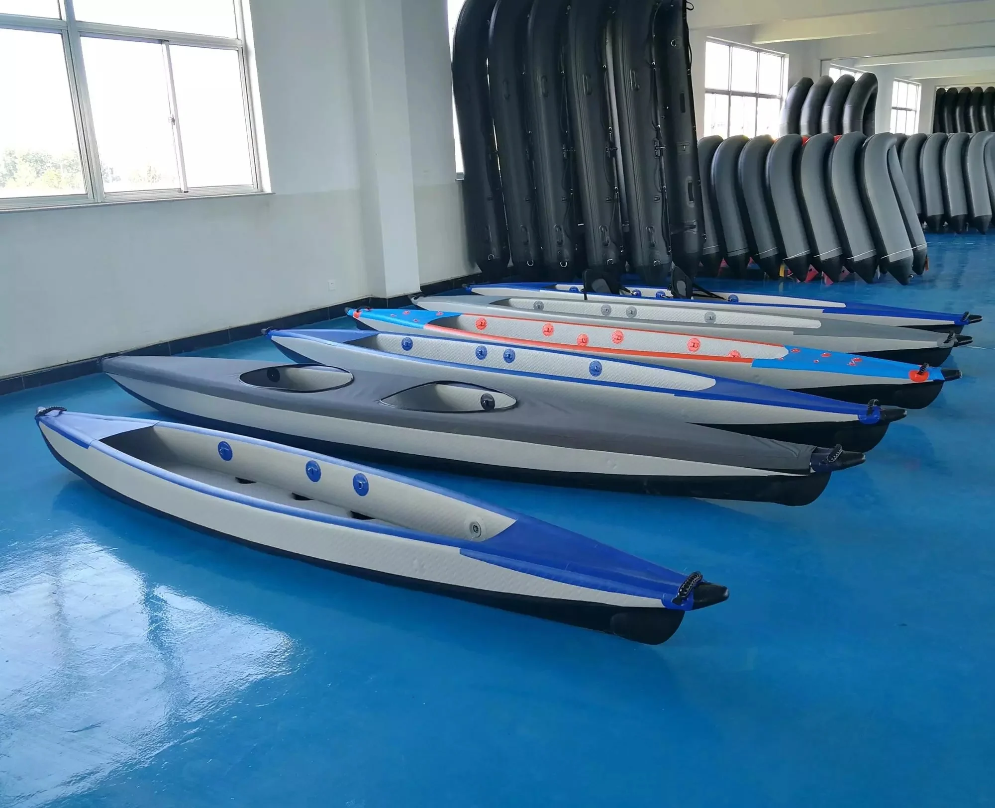 Kayak inflable para 2 personas, bote de remos, canoa, puntada, fabricación China, a la venta