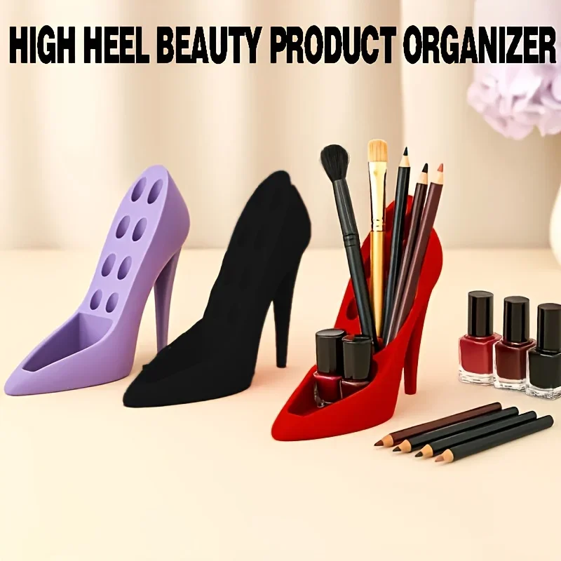High Heel Cosmetic Storage Decorative Storage Organizer Fashion Beauty Organizer Decorative Shoe Rack Lip Liner Makeup Brushes