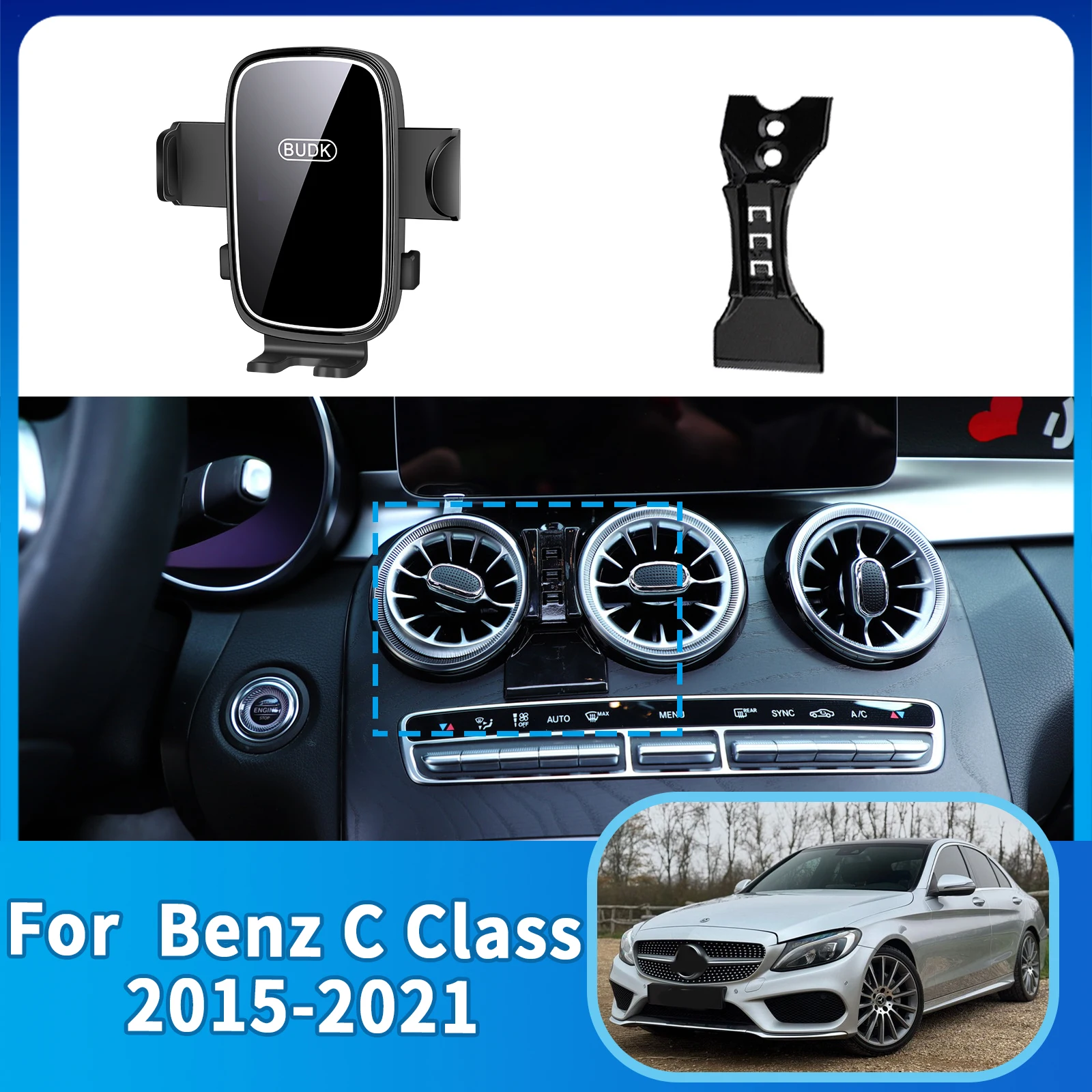 

Car Mobile Phone Holder Accessories for Benz C Class W205 2015 2016 2017 2018 2019 2020 2021 GPS Bracket Navigation Stand Auto