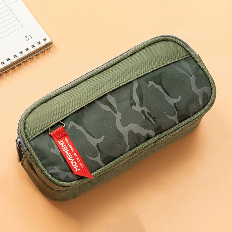 مقلمة قماشية مموهة بسحاب مزدوج للأولاد حقيبة أقلام رصاص حقيبة أدوات مكتبية مدرسية حافظة أقلام للطلاب حقائب تخزين اللوازم المدرسية