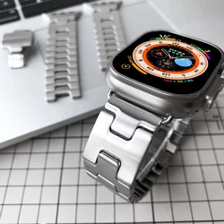 Stainless Steel For Apple Watch Series 11 10 42mm 46mm Strap Ultra 3 2 49mm H-Shaped Butterfly Buckle Belt 44mm 45mm 41 40mm