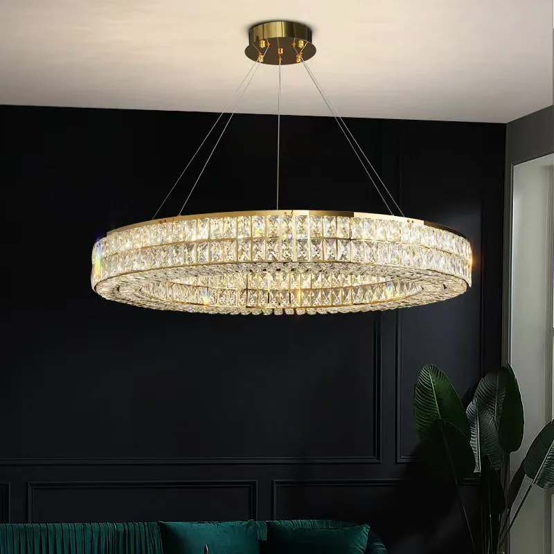 Post-Modern Light Luxury Crystal Chandelier Main Living Room Light Modern Simple Atmosphere Restaurant High-End Villa Lighting