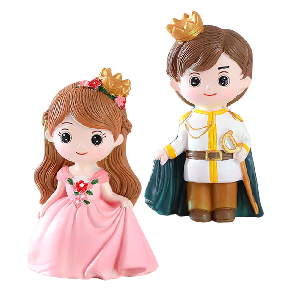 2 Pcs Cartoon Cake Decoration Party Decorations Princess Topper Edible Flower Pot Birthday Lovers