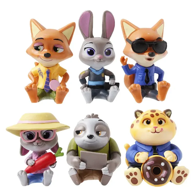 In Stock New Zootopia Rabbit Judy Fox Nick Action Figure Toy Car Decorations Crazy Animal City Collectible Toys Gifts