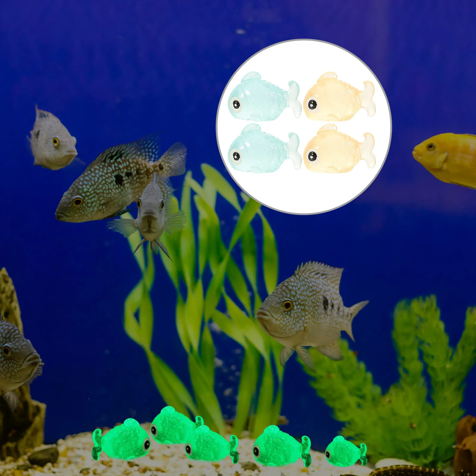 

20Pcs Luminous Resin Miniature Fish Decorations for Micro Landscape Tabletop Succulents Night