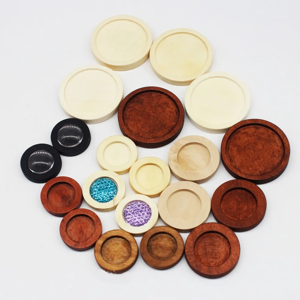 10pcs Natural wood Cabochon 12/15/20/25/30mm Base Bezel Cameo Blank Settings DIY Cabochons For Jewelry Pendant Making Components