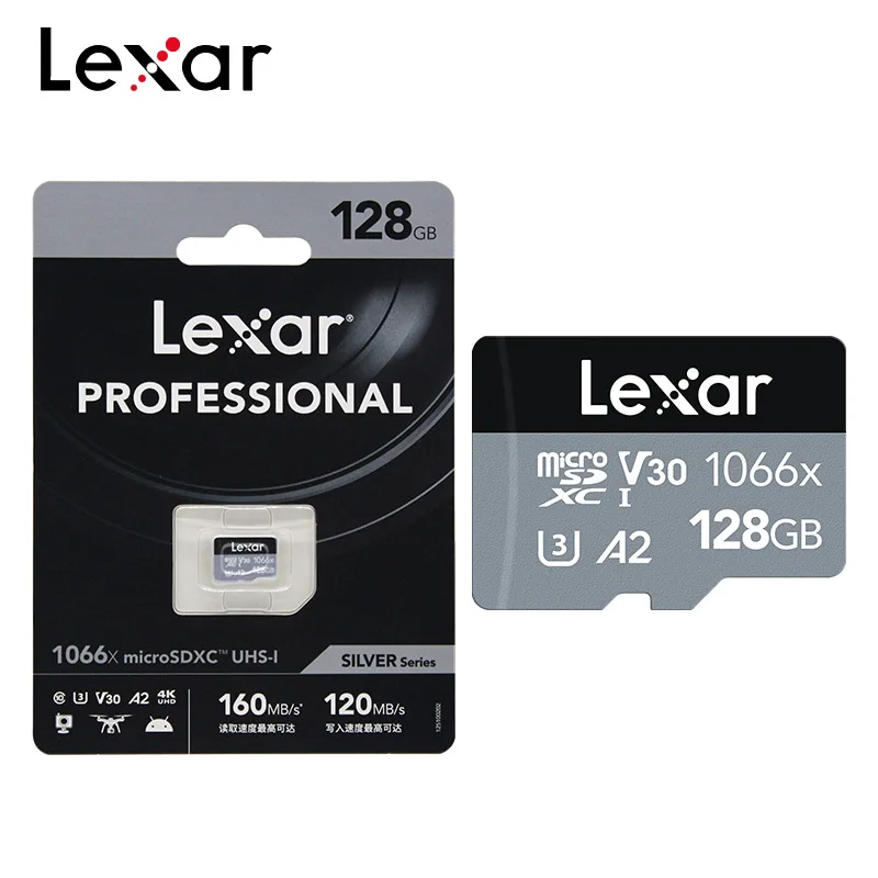 بطاقة Lexar microSDXC UHS-I 1066x V30 A2 بطاقة Micro SD الأصلية 128 جيجابايت حتى 160 ميجا بايت/ثانية بطاقة ذاكرة ترانسفلاش للهاتف اللوحي
