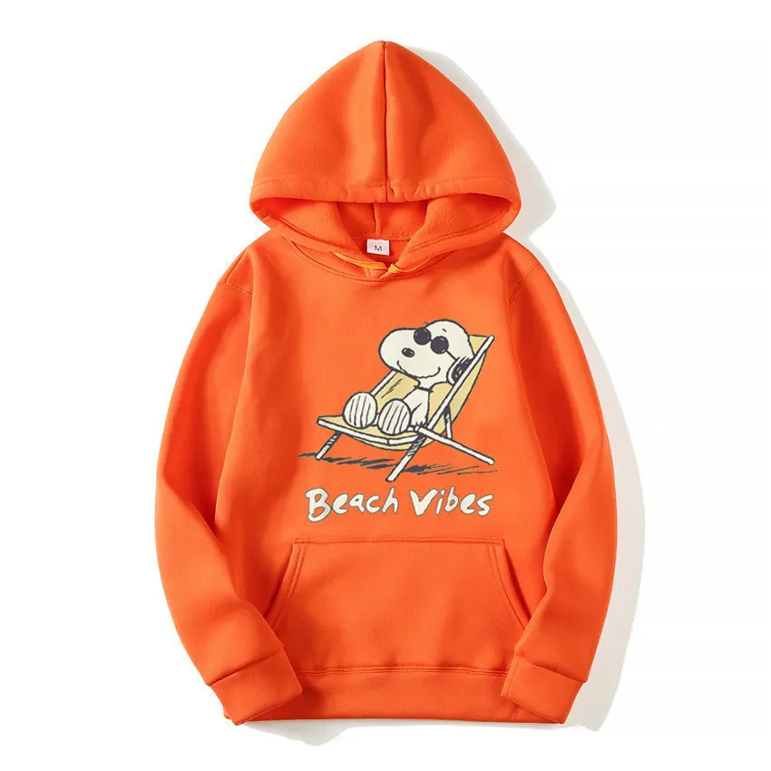 Snoopy Beach Vibes for the whole family Men Hoodie Cartoon Fashion Women Oversized Sweatshirt Tops Spring Autumn Couple Pullover