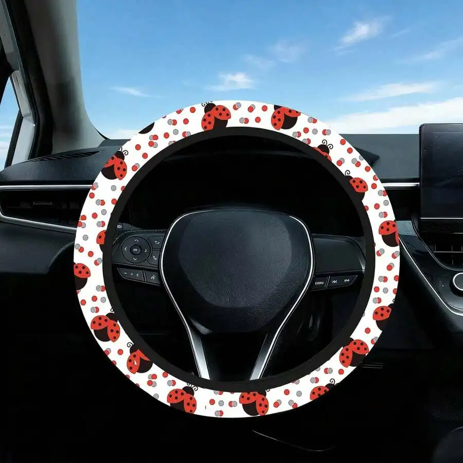 

Ladybug Steering Wheel Cover Non-Slip Breathable Neoprene Universal 15 Inch Fit For Car SUV Truck