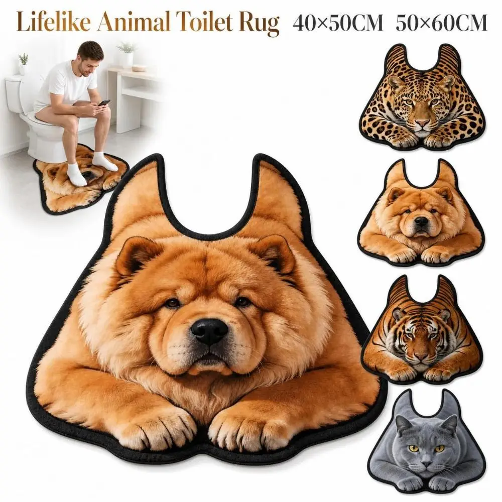 40×50CM 50×60CM Lifelike Animal Toilet Floor Mat Diatomaceous Earth Non-slip Toilet Rug Water-absorbing Washable view 3
