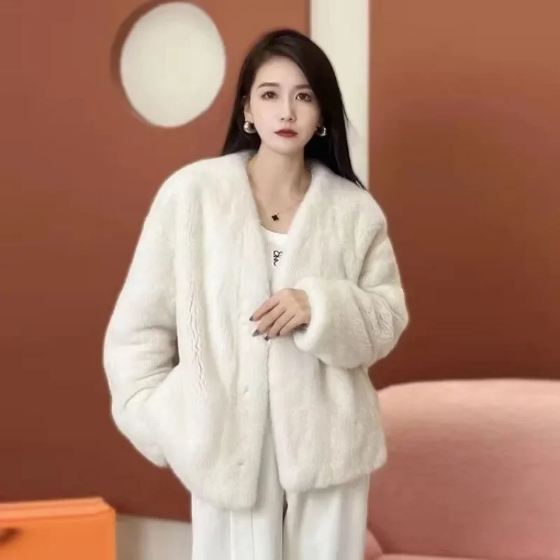 Special Clearance Burst Women's Fur Coat in The Long Female Autumn and Winter Fashion New Imported Mink Fur One Modern Stylish