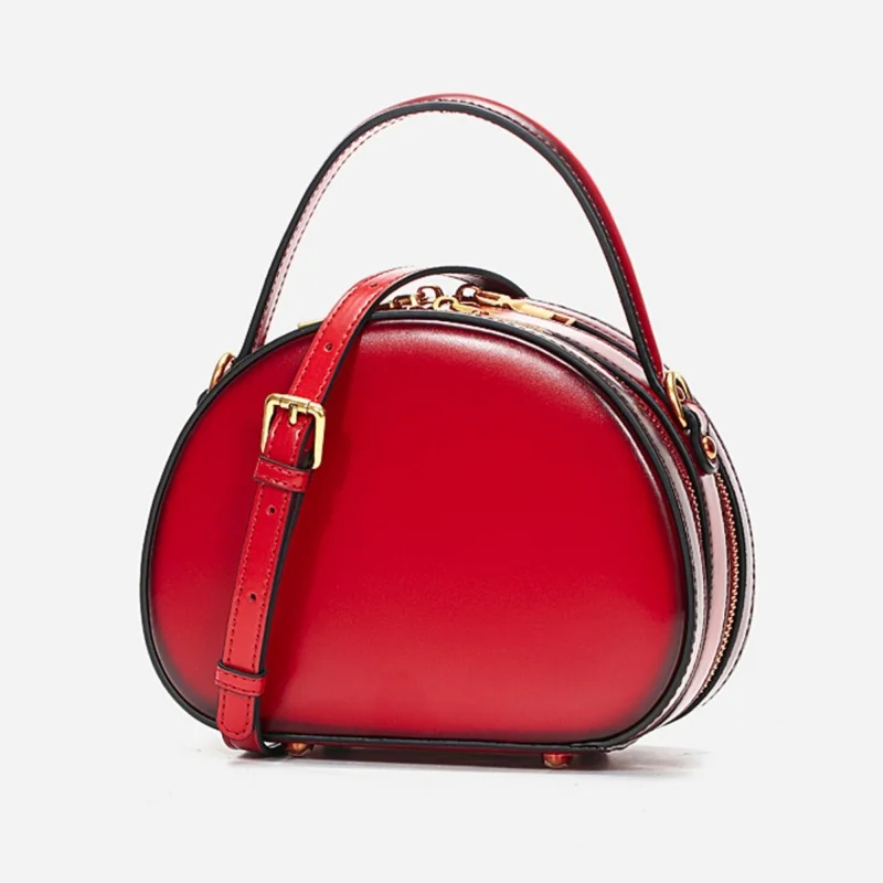 

Женская красная кожаная сумка-подушка 2026 года, сумка-боулинг, сумка-тоут в корейском стиле, высококачественная мини-сумка через плечо на одно плечо