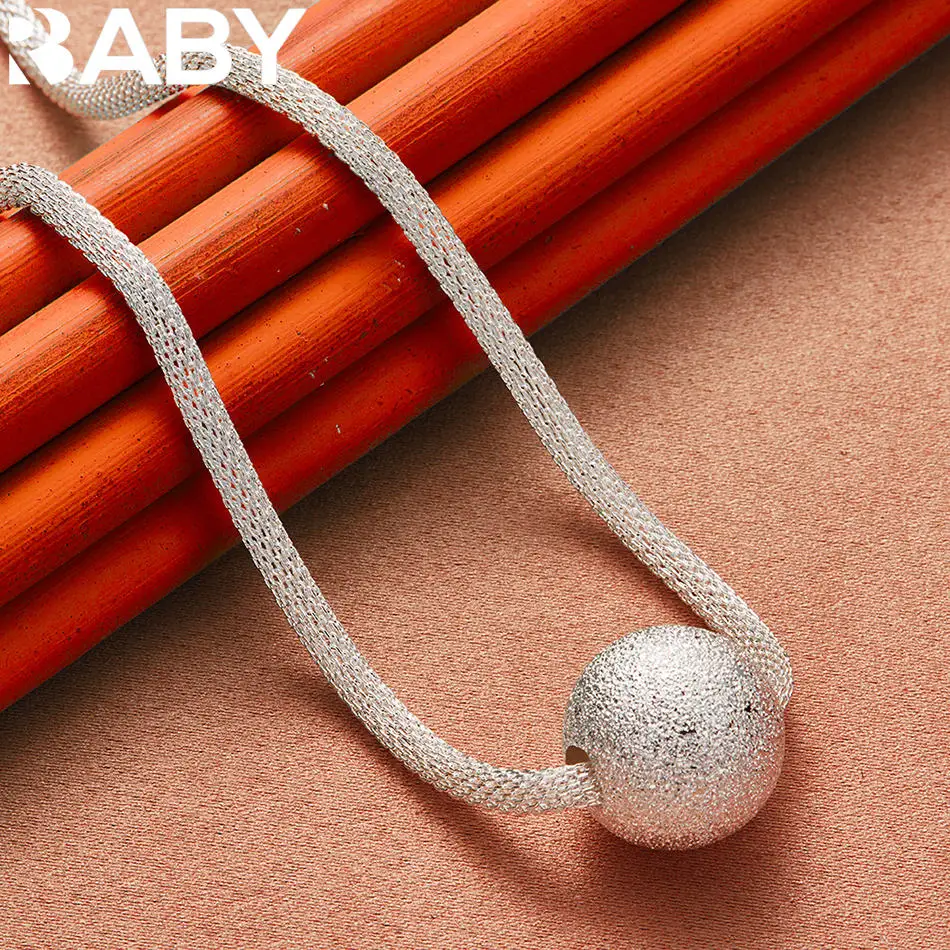

URBABY 925 Sterling Silver Big Round Bead Rope Chain Necklace For Women Fashion Jewelry Exquisite Party Engagement Wedding Gift
