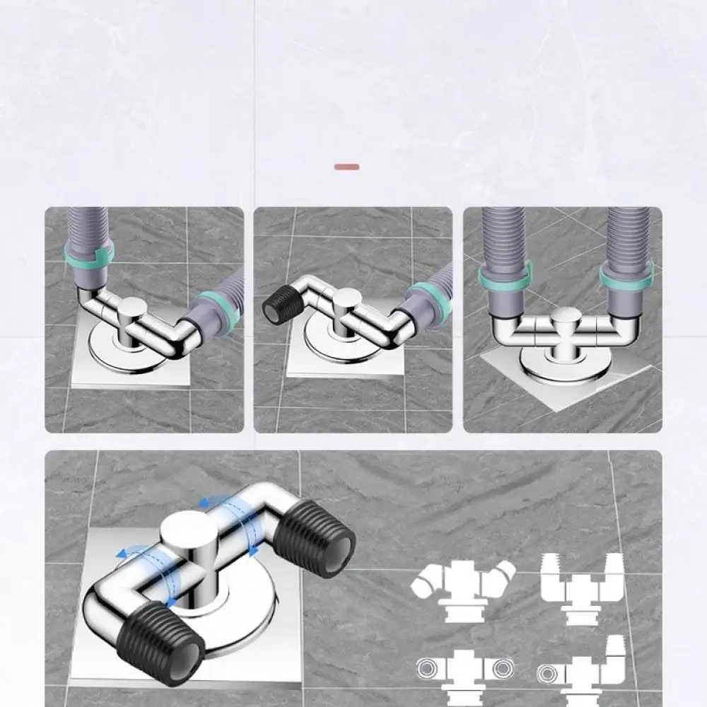Anti Odor Floor Drain Adapter For Washing Machine Dual Outlet Pipe Splitter Connector Leak Proof Bathroom Accessories