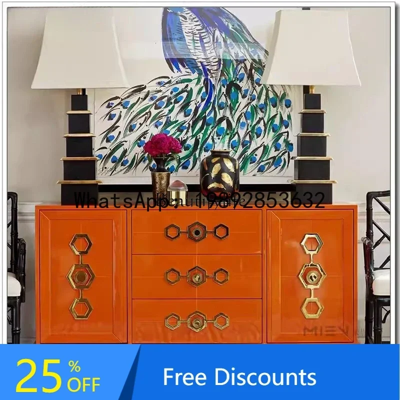 

XL American light luxury restaurant side cabinet against the wall bedroom double door drawer chest