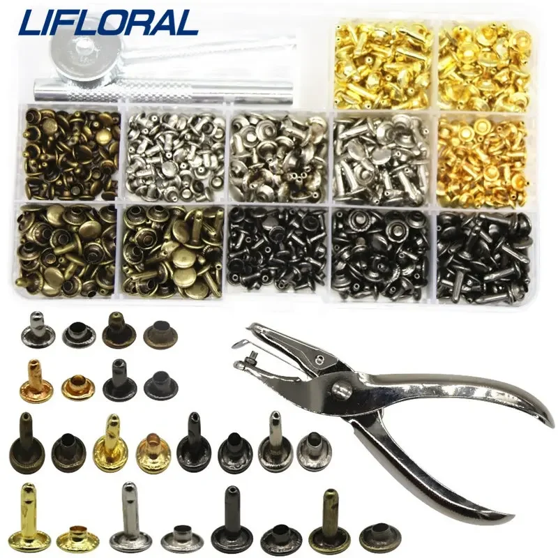 

480 шт./компл., кожаная сумка для рукоделия, ремень, одежда, обувь, инструменты для фиксации ошейника для домашних животных, металлические заклепки с двойной крышкой, шпильки, круглые заклепки