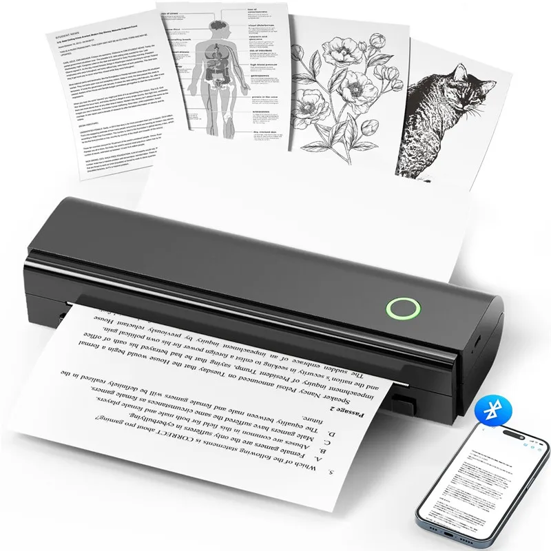 

N80 Wireless Thermal Printer Bluetooth Inkless Printer Support 8.5" X 11" US Letter & A4 Size Compatible with iOS Android Laptop