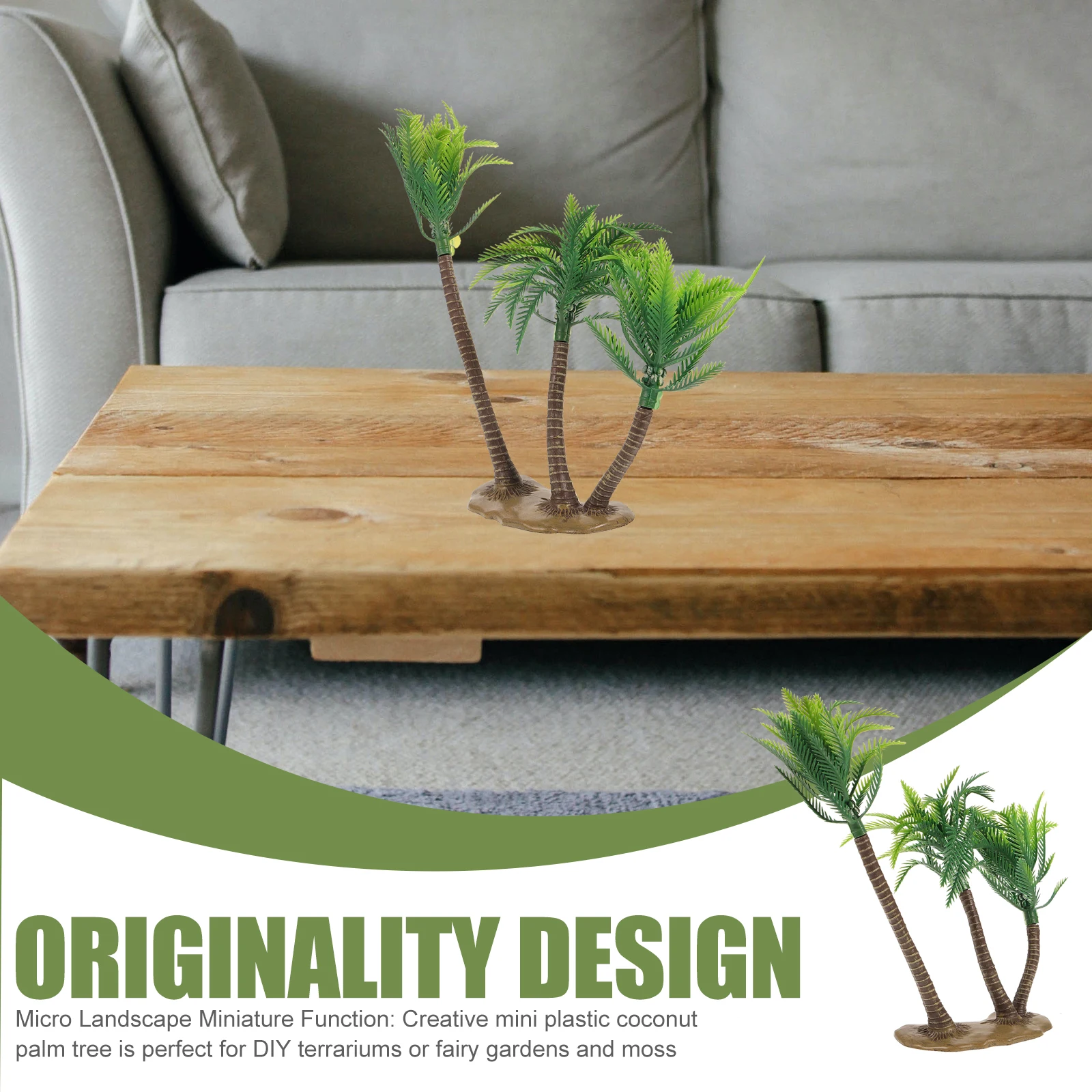 

Realistic Artificial Coconut Tree for Fish Tank Decor Indoor Micro Landscape DIY Gardening Accessories Green Miniature Palm Tree