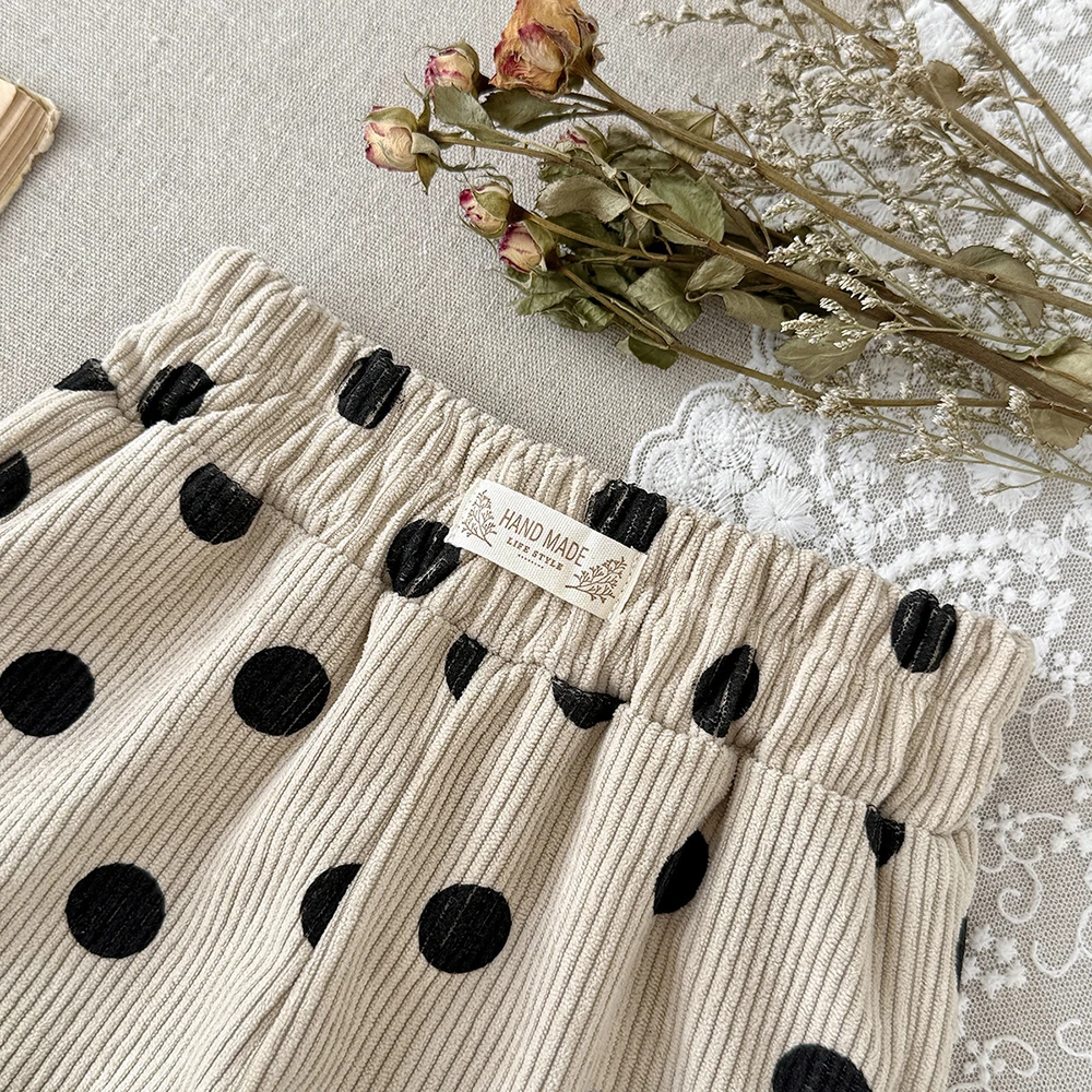 MILANCEL Babyhosen 6M-3T Baby Jungenhosen Niedliche Schleifen-Punkte Kleinkind Freizeithosen Herbst Cordhosen für Babymädchen – Detail 6