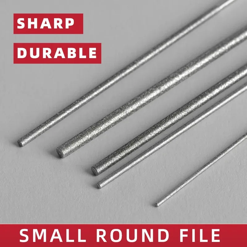 Diamond Cylindrical File 1/1.2/1.5/1.7/2.2/2.8/3.3/4/5/6mm Small Diameter Reaming File Grinding Tool Jade Alloy Assorted File
