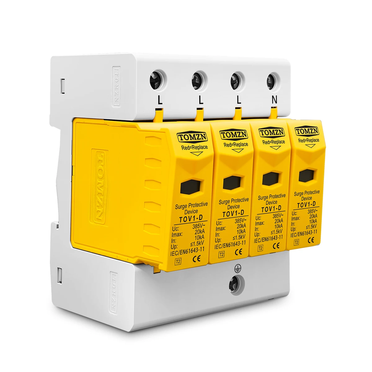 TOMZN AC SPD 3P+N 10KA~20KA TOMZN D ~385VAC House Surge Protector Protection Protective Low-voltage  Arrester Device