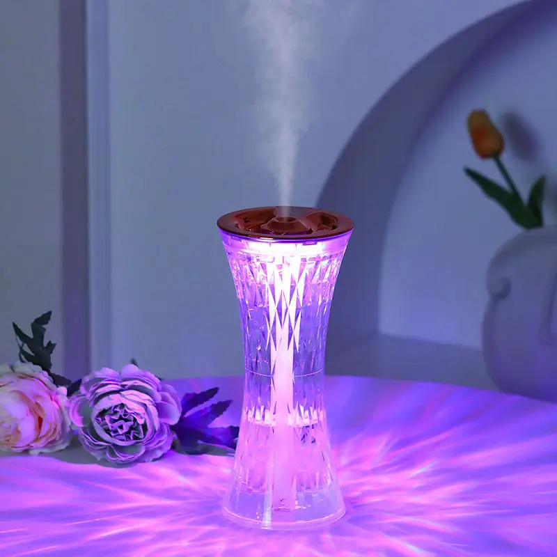 Hot Selling 270Ml Mini Crystal Led Desktop Portable Diffusers Colorful Night Light Cool Mist Usb Small Waist Ari Humidifier