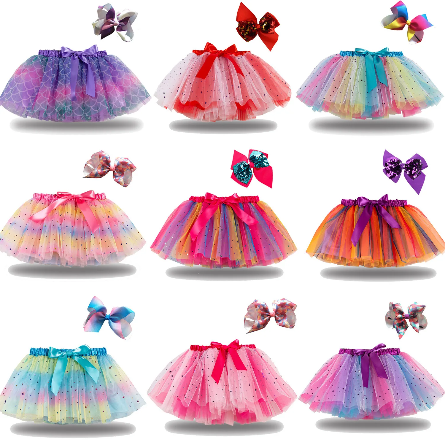 Baby Tutu Skirt for Girls Rainbow Colorful Tulle Mini Pettiskirt Girl Kid\'s Birthday Princess Skirt Children Summer Tutu Skirts