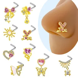 Trendy Nose Rings for Women Cute Heart Nose Piercing Jewelry Butterfly Nose Studs Body Jewelry