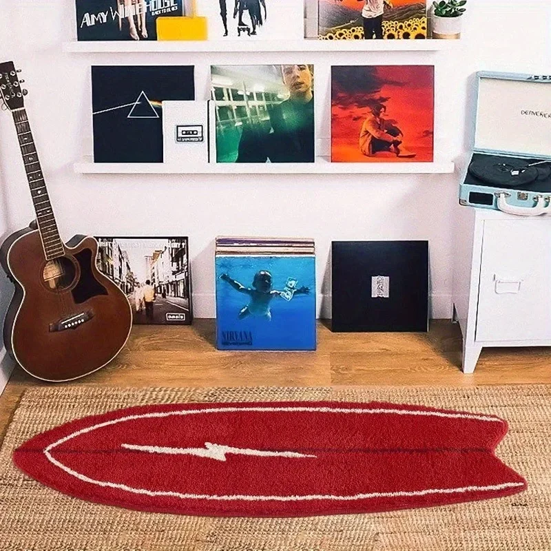 Red Surfboard Carpet for Living Room Sofa Soft Floor Mat Coffee Table Non-slip Mat Cartoon Area Children's Bedroom Plush Rugs