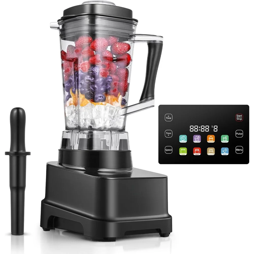 

Commercial Blenders, 2000 Watts High-Speed Countertop Blender with Timer and LED Panel 8 Functions 8 Speeds & Pulse, Mixer